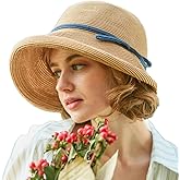French Straw Bonnet Cap for Women Victorian Sun Hats Chin Strap Foldable Summer Bucket Hat Beach Sun Hat Fedoras