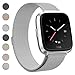 Deyo Fitbit Versa Bands for Women Men Large Small,Stainless Steel Milanese Loop Metal Replacement Bracelet Band with Magnetic Closure Accessories Wristbands for Fitbit Versa Smartwatch(Silver, S)