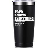 momocici Papa Knows Everything 20 OZ Tumbler.Dad Gifts from Daughter,Son,Wife.Birthday Christmas Gifts for New Dad,Father,Husband,Men Travel Mug(Black)