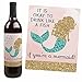 Let's Be Mermaids - Baby Shower or Birthday Party Decorations for Women and Men - Wine Bottle Label Stickers - Set of 4