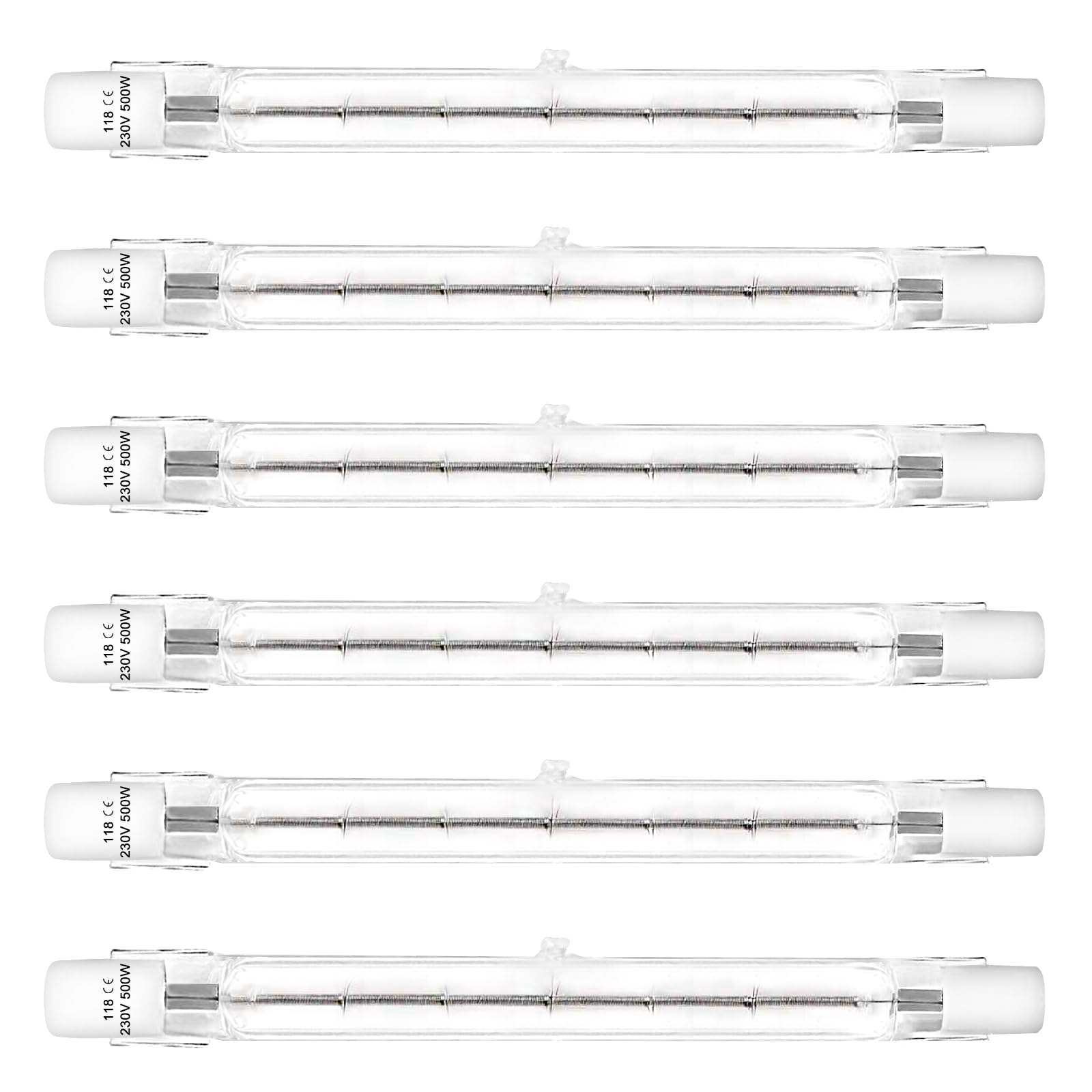 LedWekei T3 R7s Halogen Bulbs 118mm 500w, J Type T3 Bulb Warm White 2700K Double Ended Halogen Light Bulbs for Work, Security, Landscape Lights, Floor Lamps (6 Pack)