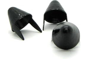 STUDSANDSPIKES Matte Black Tall UK English77 Style Metal Cone Studs for Clothing - Two-Prong Studs - Taller and Spiky Cone Stud Look - for Arts and Crafts with Jackets and Apparel - Pack of 100