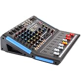 Pyle 4-Channel Bluetooth Studio Audio Mixer-DJ Sound Controller Interface with USB Drive for PC Recording Input, XLR Microphone Jack,48V Power,Input/Output for Professional and Beginners - PMXU46BT