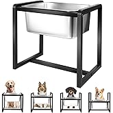 Adjustable Height Elevated Large Dog Water Bowls with Stainless Steel Bowls and Metal Stand，4-Level (8/10/12/14 Inches) Pet Bowl for Dogs for Large Medium Dogs - Durable, Easy to Clean (2gallon)
