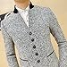 Ouye Men's Stand Collar Light Gray Casual Jacket Large