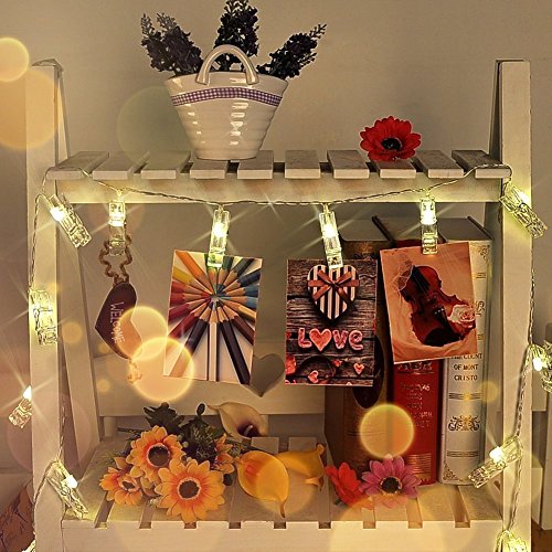 Photo Clips String Lights 40Led 14.7Ft Battery Powered DIY Picture Cards Artwork Wall Lights Clips for Hanging Photos Paintings Pictures Card and Memos Wedding Party(Warm White) - Thumbnail 2