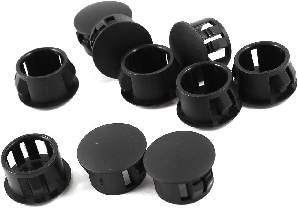 10pcs Black Plastic 14mm Diameter Locking Hole Plugs Button Cover ...