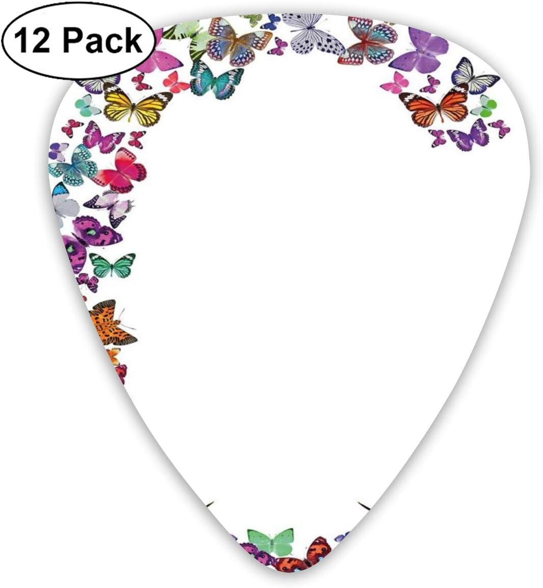 Guitar Picks - Abstract Art Colorful Designs,Natural Grace Inspired Theme Butterflies Flying Together Cute And Colorful Design,Unique Guitar Gift,For Bass Electric & Acoustic Guitars-12 Pack