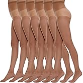MANZI Pantyhose for Women Nylon Sheer Tights Under Dress 20D 6 Pairs