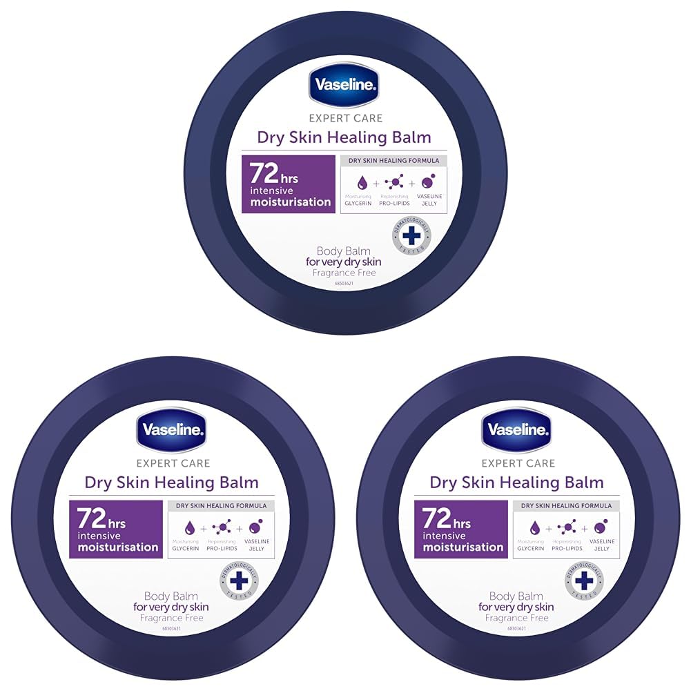 Vaseline Expert Care Dry Skin Healing Balm Body Cream dermatologically tested moisturiser for very dry skin 250 ml (Pack of 3)