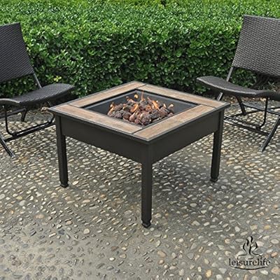 Amazon Com Leisurelife 29 Square Ceramic Tile Top Lp Gas Fire