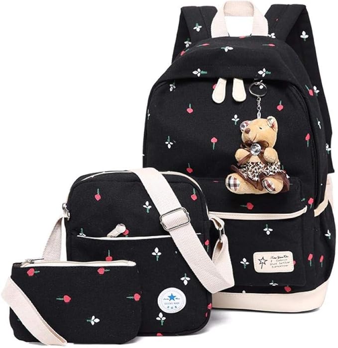 Backpack LargeCapacity Girls Canvas Bag Primary and Secondary School