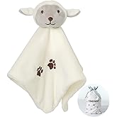 CREVENT Cozy Plush Baby Security Blanket Loveys for Baby Girls Boys, Stuffed Animal Ring Rattle Shaker Toy for Newborns (Sheep)