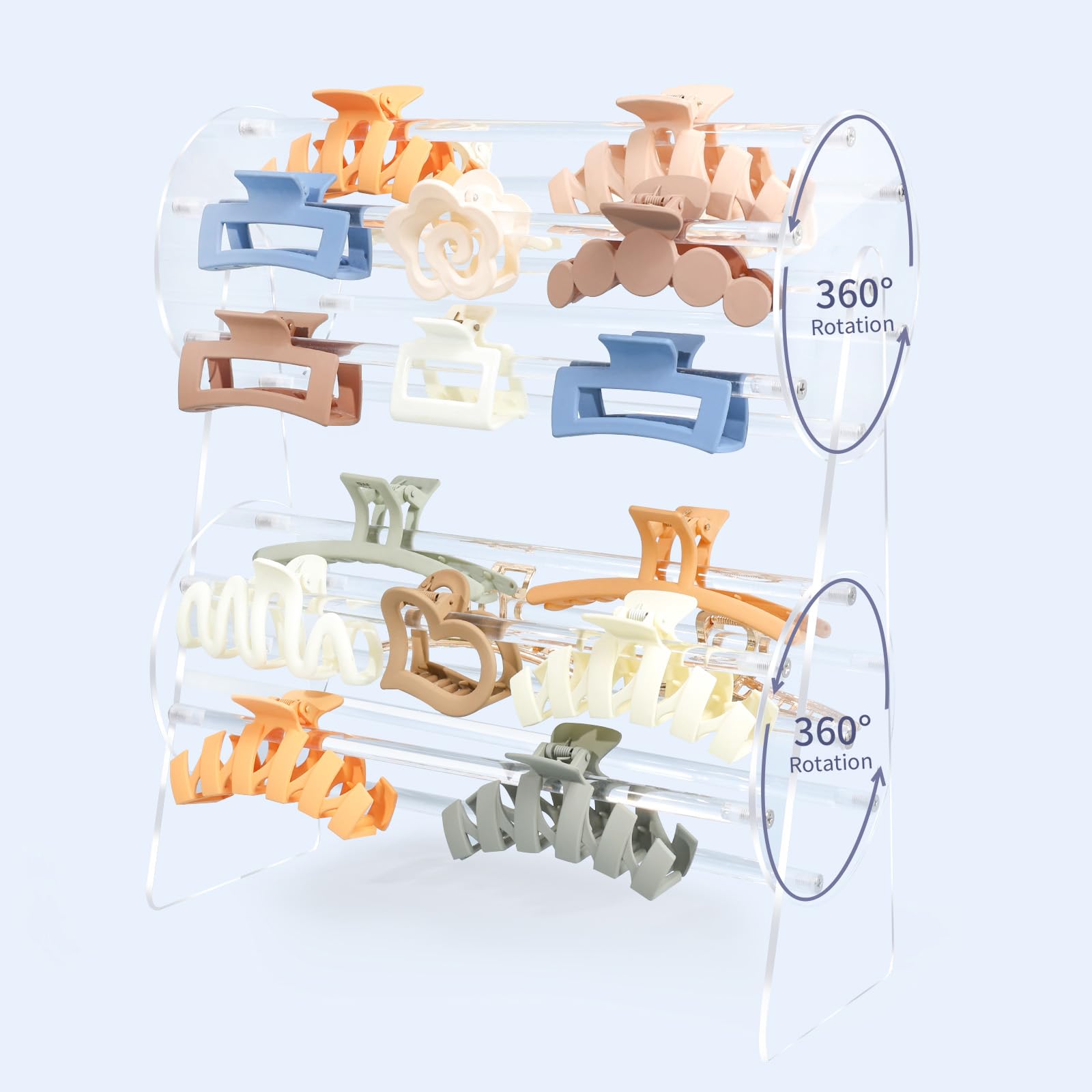 Photo 1 of PABOBIT Claw Clip Organizer, Hair Clip Holder and Storage for Women Girls, 360 Degree Rotating Claw Clip Holder for Vanity Table, Dressing Table and Beside Table (bilayer)