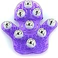 SAMYO Palm Shaped Massage Glove Body Massager with 9 360-degree-roller Metal Roller Ball Beauty Body Care (Purple)