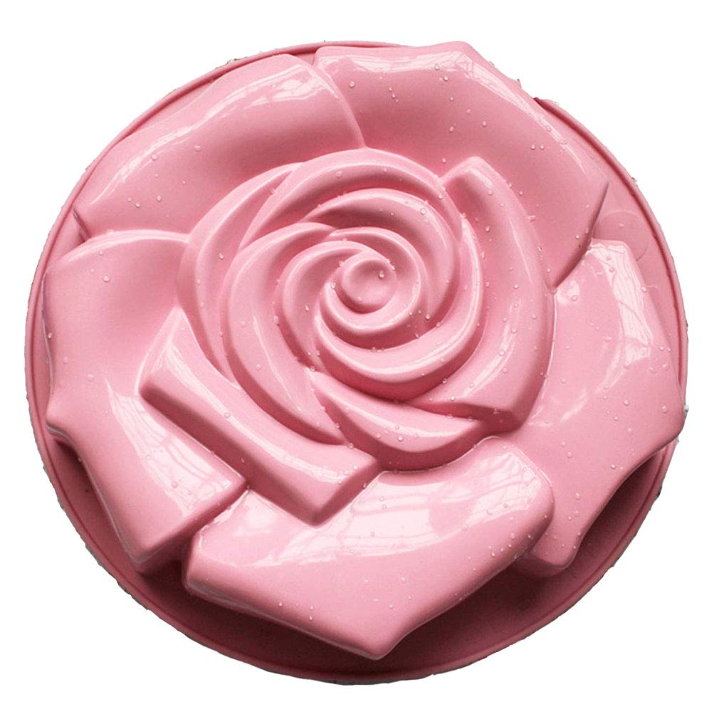 JasCherry 8.6" Large Rose Flower Round Shaped Silicone Pan DIY Moulds - Non Stick Cake Tin Silicone Bakeware Mold Tray for Anniversary Cake, Large Jelly, Loaf, Cheesecake, Bread #6