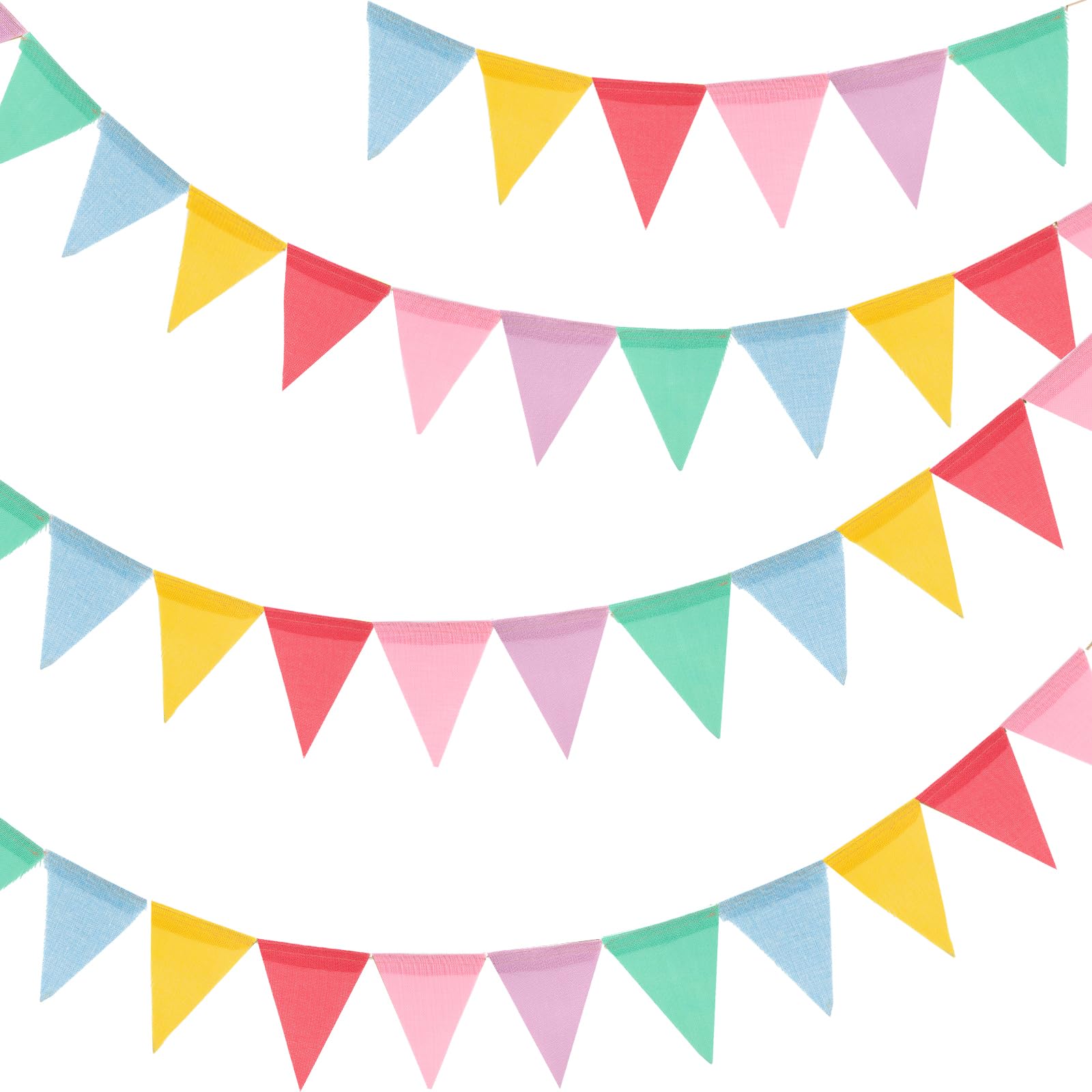 G2PLUS 36PCS Waterproof Burlap Bunting, 12M Pastel Outdoor Bunting Banner, Indoor & Outdoor Decor Garlands, Rainbow Colorful Bunting Flags for Garden Wedding Party Home Festival Decoration