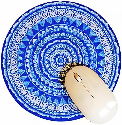 Oasis 8" Round Mouse Pad by Michel Bujardet - Blue Persian Rug Oriental Design.