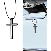 Lyxheth Cross Hanging Ornaments for Car Rear View Mirror, Cars Pendant Hanging, Cross Metal Rear View Mirror Charm, Universal Charm Car Hanging Accessories for Cars, Home Decors (Black)