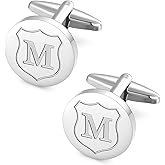 HHGEE XING Cufflinks for Men Initial Classic Round Stainless Steel Letter Cuff Links Mens Shirt CuffLinks Business Wedding Gifts