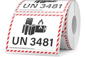 YIKIADA 600 PCS UN 3481 Lithium lon Battery Labels 3.25 × 4.25 Inches Writable Waterproof Caution Warning Stickers Fragile La