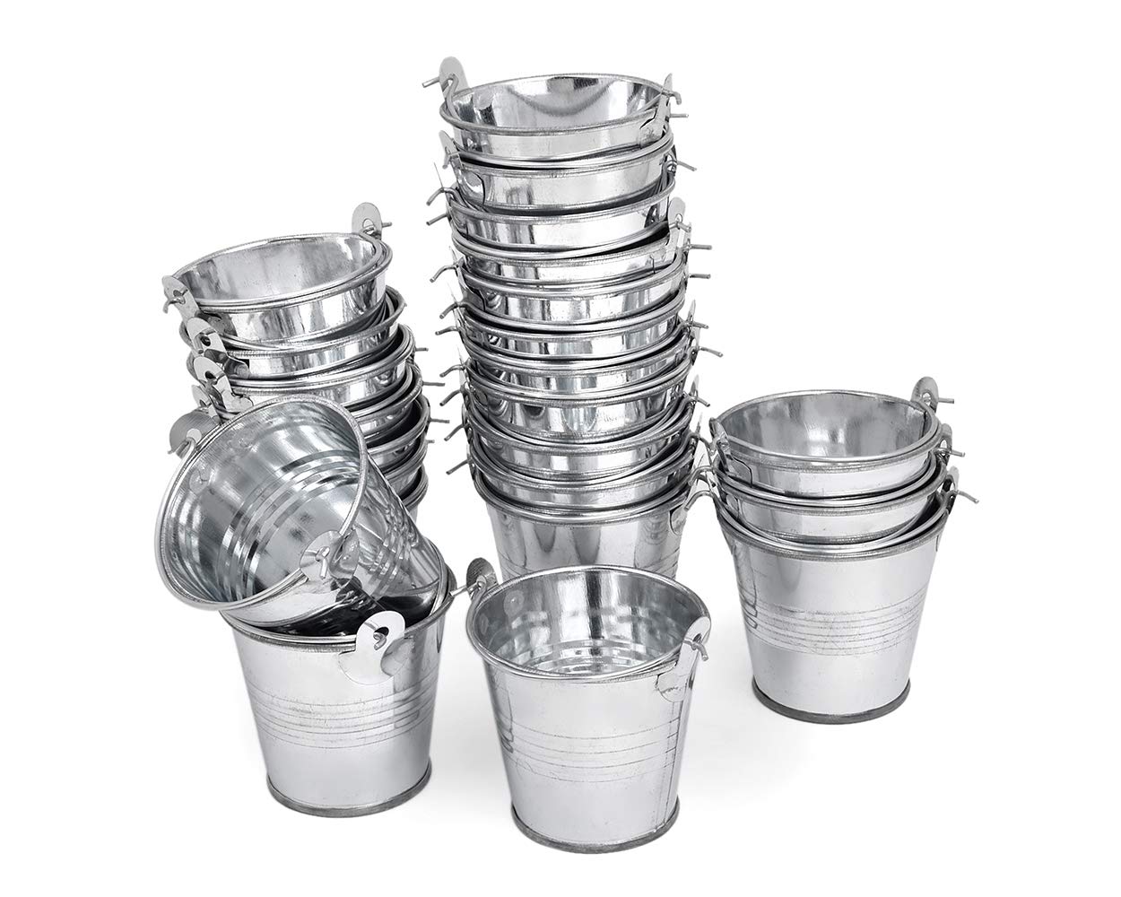 SCSpecial Mini Metal Buckets Small Metal Buckets 24 Pieces for Party Favors, Garden Decoration