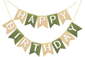 LETJOLT Brown Green Happy Birthday Banner Theme Party Supplies Handmade Garland Decorations Birthday Tropical Signs Nursery Hanging Decor 13pcs