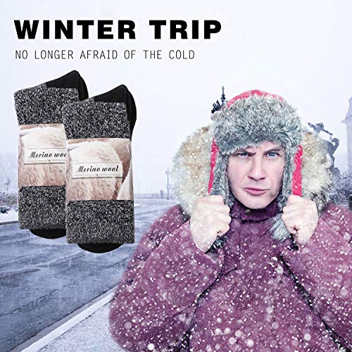 Loritta 2 Pack 80 Merino Mens Wool Socks, Winter Warm Thermal Socks
