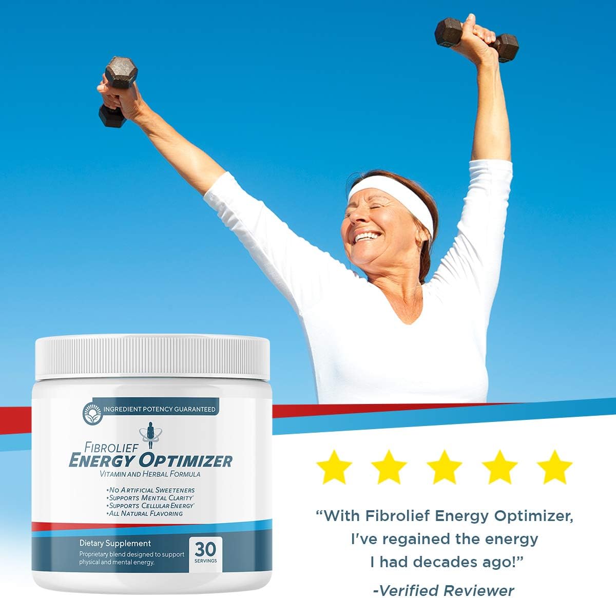 Fibrolief: Energy Optimizer - Vitamin and Herbal Supplement Powder - 1-Month Supply - Supports Physical and Mental Energy - No Artificial Sweeteners - All-Natural Flavoring - Absorbs Fast: Health & Personal Care