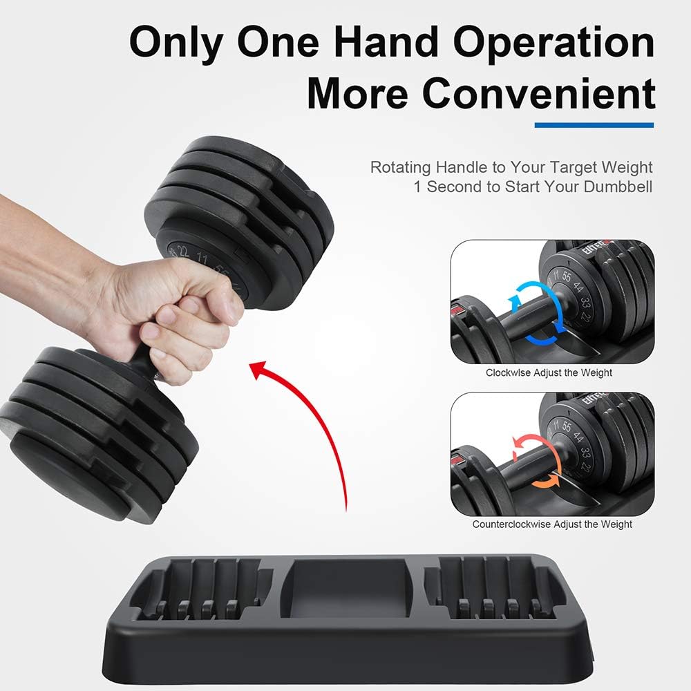 EnterSports Adjustable Dumbbell 55 lb Dumbbell Weight with Workout Exercise Posters Dumbbell for Men Body Workout Fitness Home, Office, Gym : Sports & Outdoors