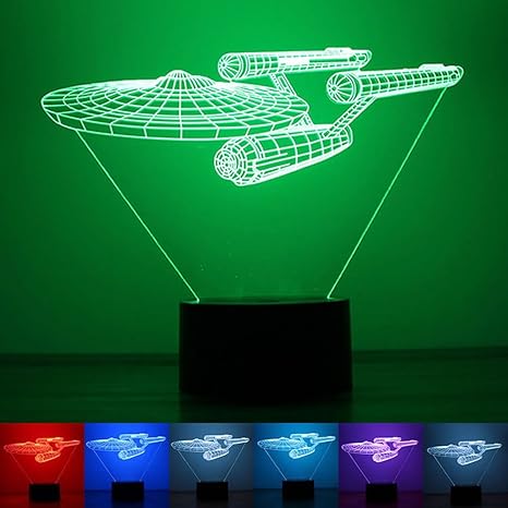 2pack 3d Illusion Night Light Star Trek Warship 7 Colour Changable