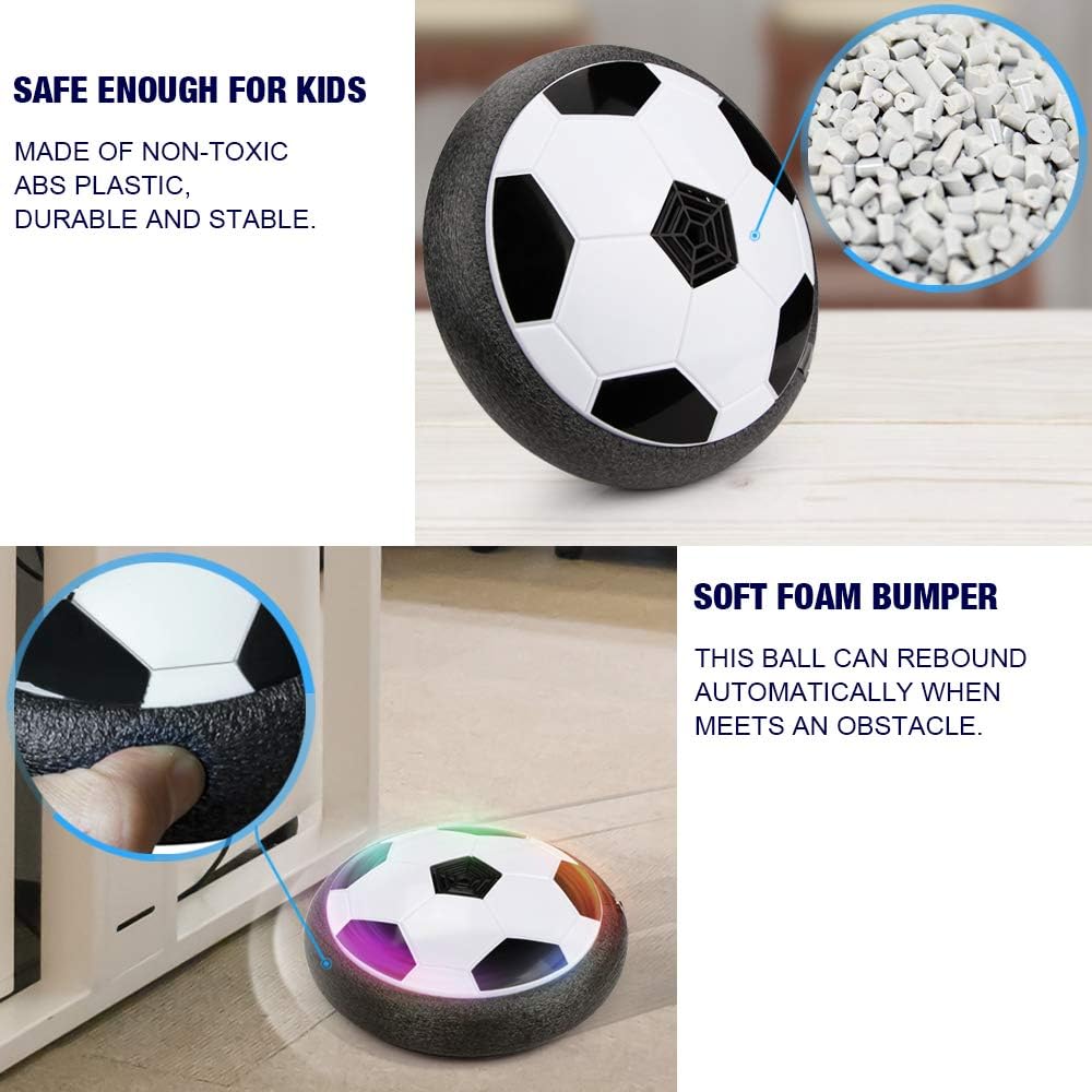 Betheaces Kids Toys Hover Soccer Ball Set with 2 Goals, Air Power Soccer LED Indoor Game Sports Gift Toys for 2, 3, 4, 5, 6, 7, 8 Year Old Boys Girls Included Inflatable Football, Basketball, Pump: Toys & Games