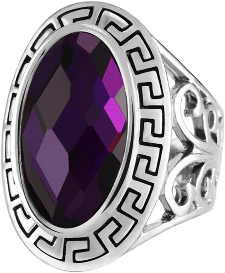 YAZILIND Bohemian Vintage Ring Purple Gemstone Statement Rings Retro Women's Jewelry