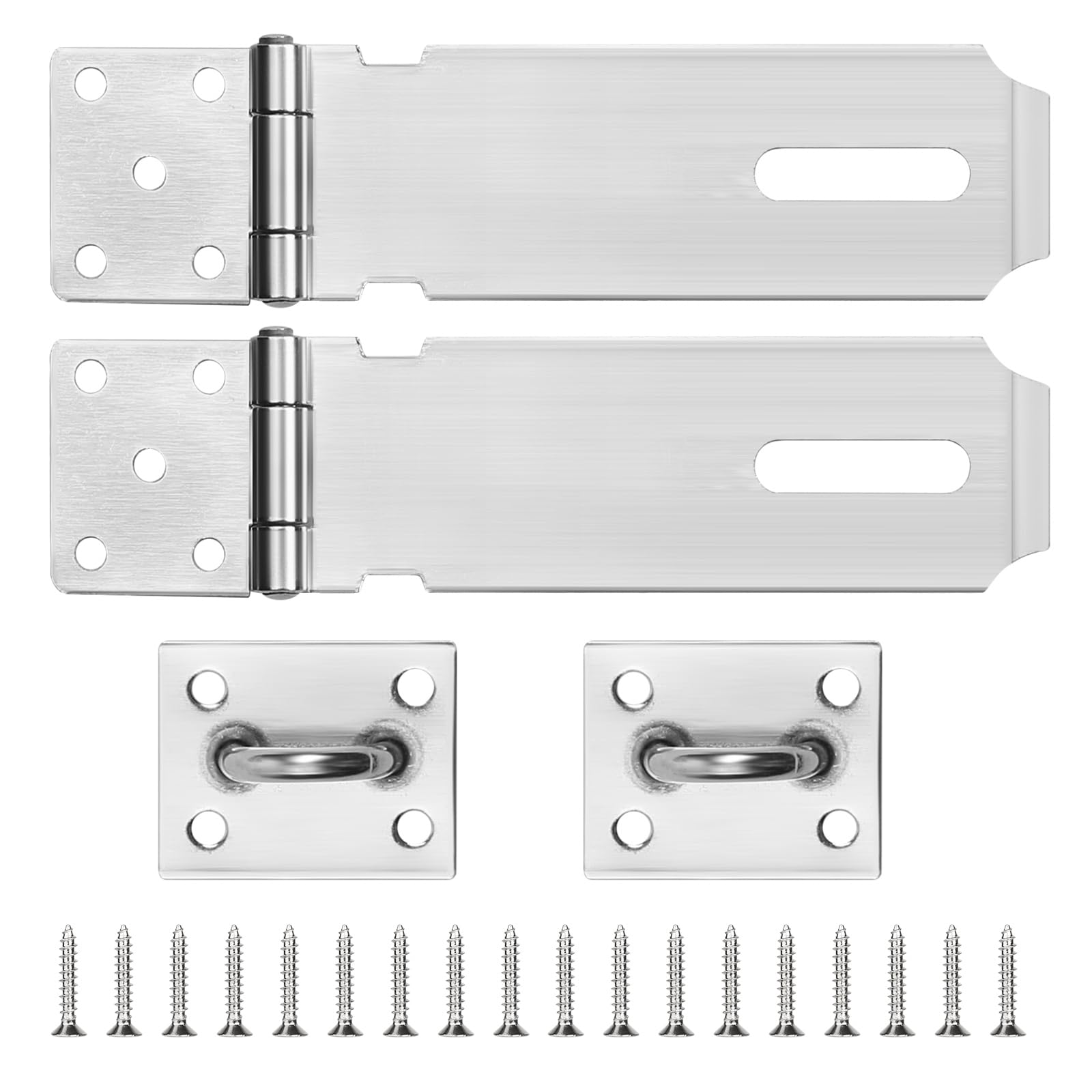 Sinofort 2 Pcs Door Padlock Hasp, 4 Inch Shed Door Latch, Heavy Duty Padlock Hasp, Lock Shed Latch Shed Locks and Latches for Garden Sheds Underground Garages Bedrooms Cabinets (Silver)