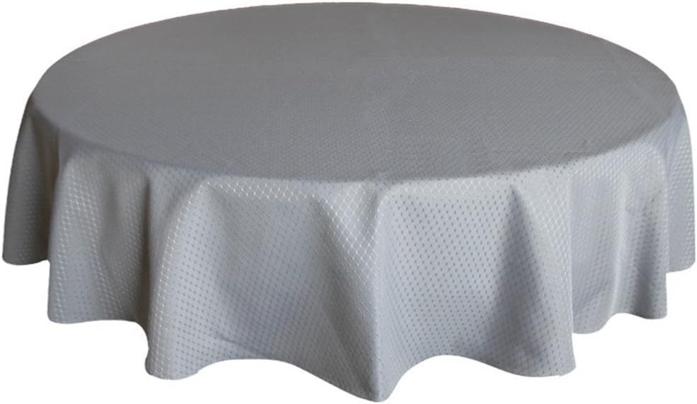 Tektrum Heavy Duty 70 inch Round Elegant Waffle Weave Check Jacquard Tablecloth Table Cover - Waterproof/Stain Resistant/Spill Proof - Great for Dinner, Banquet, Parties, Wedding (Grey)