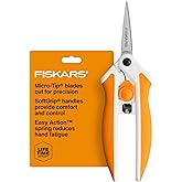 Fiskars 6" Easy Action Micro-Tip Scissors, Sewing, Arts &amp; Crafts Tools | No. 5 Precision Cutting Stainless Steel Blades, SoftGrip Handles for Comfort, Spring-Assisted Handle Reduces Hand Fatigue