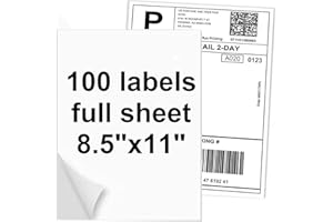 NefLaca Full Sheet Address Shipping Label, 8.5" x 11" Shipping Address Labels, 100 Sheets Sticker Labels for Laser & Ink Jet 