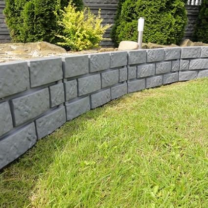 Bordillo podar jardín 2, 2 m una pared de plástico, color gris ...