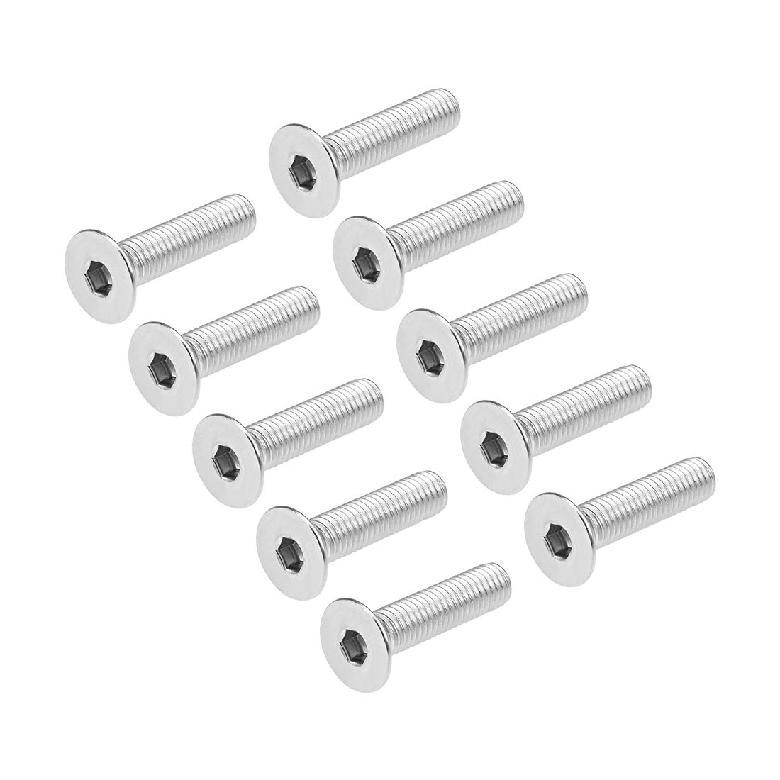 sourcing map M8x35mm Flat Head Machine Screws Inner Hex Screw 304 Stainless Steel Fasteners Bolts 10Pcs