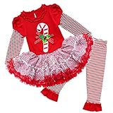 YiZYiF Baby Girl's Christmas Theme Top Tutu Dress with Leggings Clothes Set