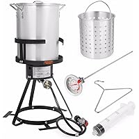 Barton Deluxe 30 QT Aluminum Turkey Deep Fryer Pot Boiling Lid Seafood Cajun Gas Stove Burner Stand Injector Thermometer…