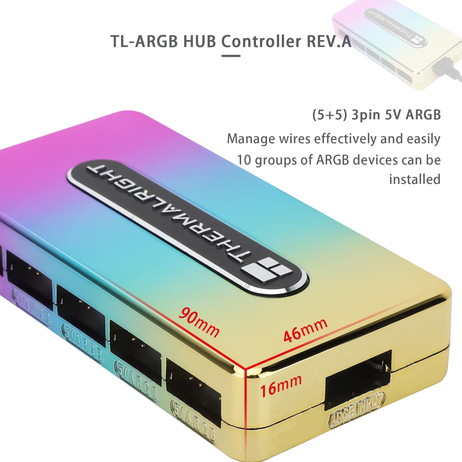 Thermalright ARGB Fan HUB Controller Support 8 Groups of Fans, 8-Port 3 Pin PC Fan Controller, 5V Fan Hub, Strong Paste+Magnetic Suction (FAN HUB ARGB REV×10)