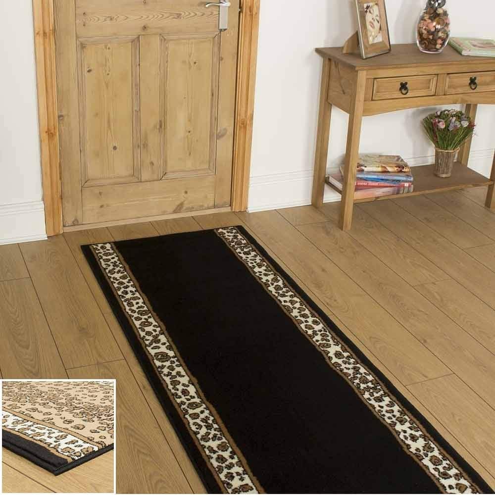 Black Hallway rug side leopard pattern Hessian 