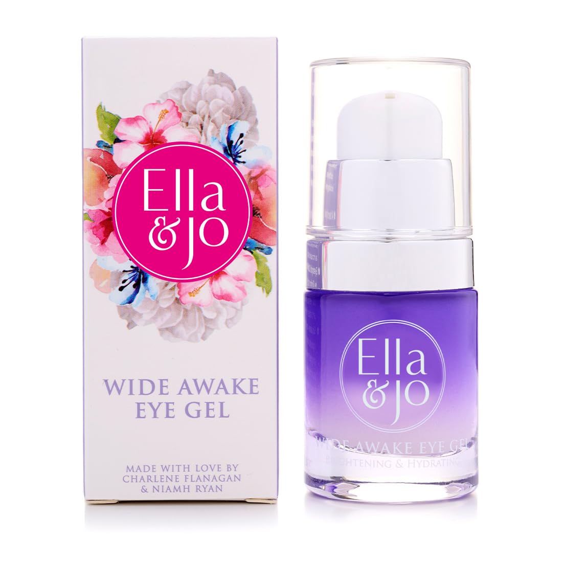 Ella & Jo Wide Awake Eye Gel - Reduces Fine Lines, Wrinkles & Puffiness, Brightens Dark Circles, Anti-Aging with Hyaluronic Acid, Peptides & Caffeine - 20ml