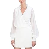 BCBG New York Womens Long Sleeve Surplice Neck Blouse Top