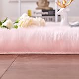 Cumay Super Soft Faux Area Rug 23.6 x 35.4 Pink Living Room Bedroom view 2