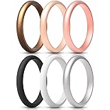 ThunderFit Women's Silicone Wedding Ring Sets, Thin