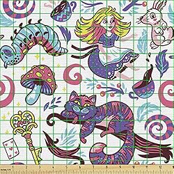 Ambesonne Alice in Wonderland Fabric by The