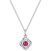 MORGAN & PAIGE .925 Sterling Silver Rhodium Plated Lab-Created or Genuine Gemstone Birthstone Love Knot Pendant Necklaces for Women - Choice of Birthstone, Sterling Silver Necklace for Women, 18"