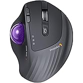 ProtoArc Wireless Trackball Mouse, EM01 NL Ergonomic Bluetooth Rollerball Thumb Rechargeable Computer Laptop Mouse, Adjustable Angle & 3 Device Connection for PC, Mac, Windows-Purple Ball